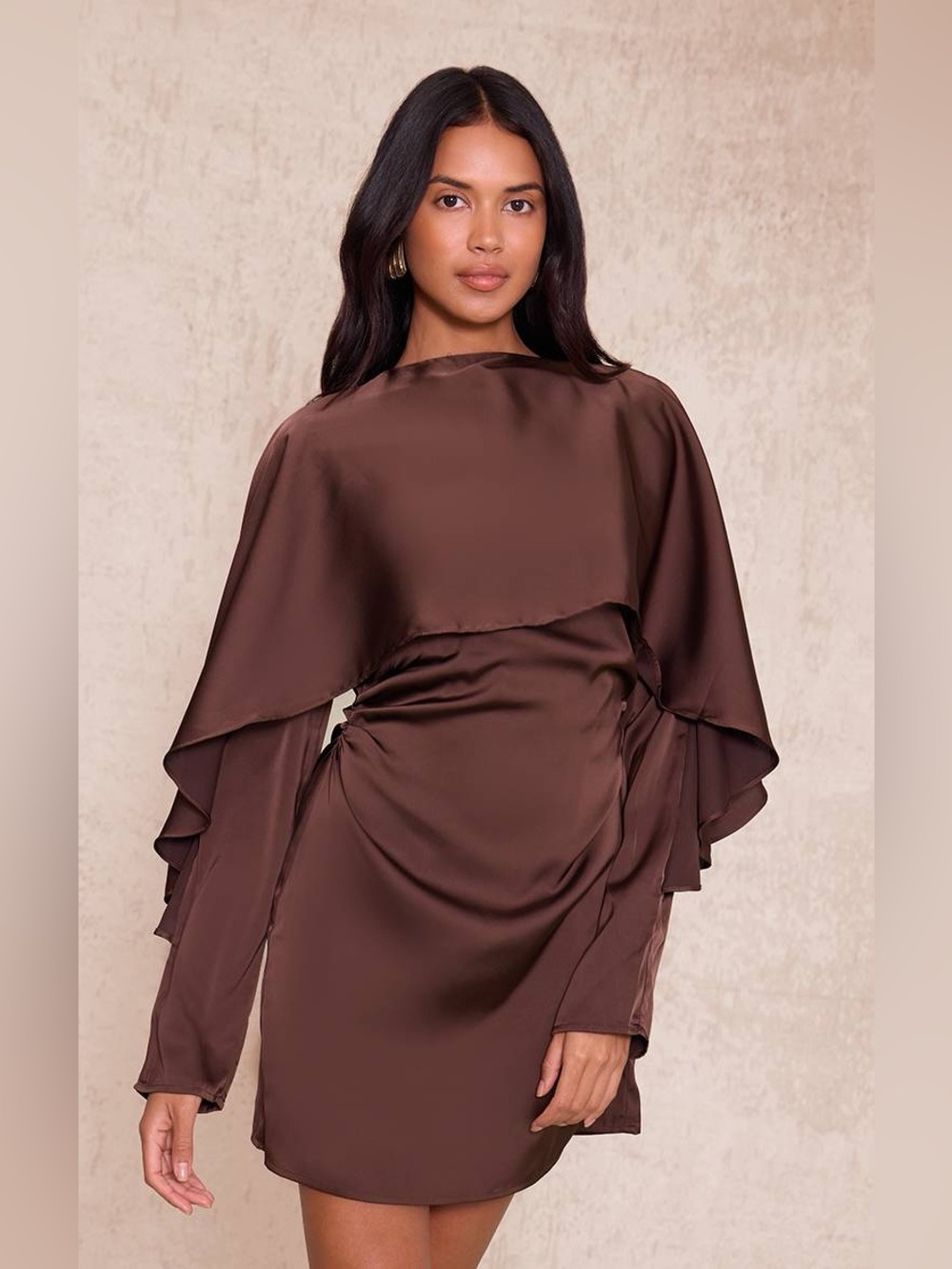 PrettyLittleThing Satin Overlay Cape Detail Bodycon Dress